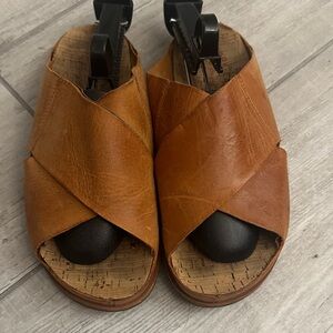 Kork-Ease Brown and Black Leather Sandals